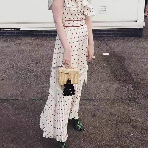 Nannacay Straw handbag Tote w Pom poms Beach bag Brand New w tag Handmade Travel - Picture 3 of 16